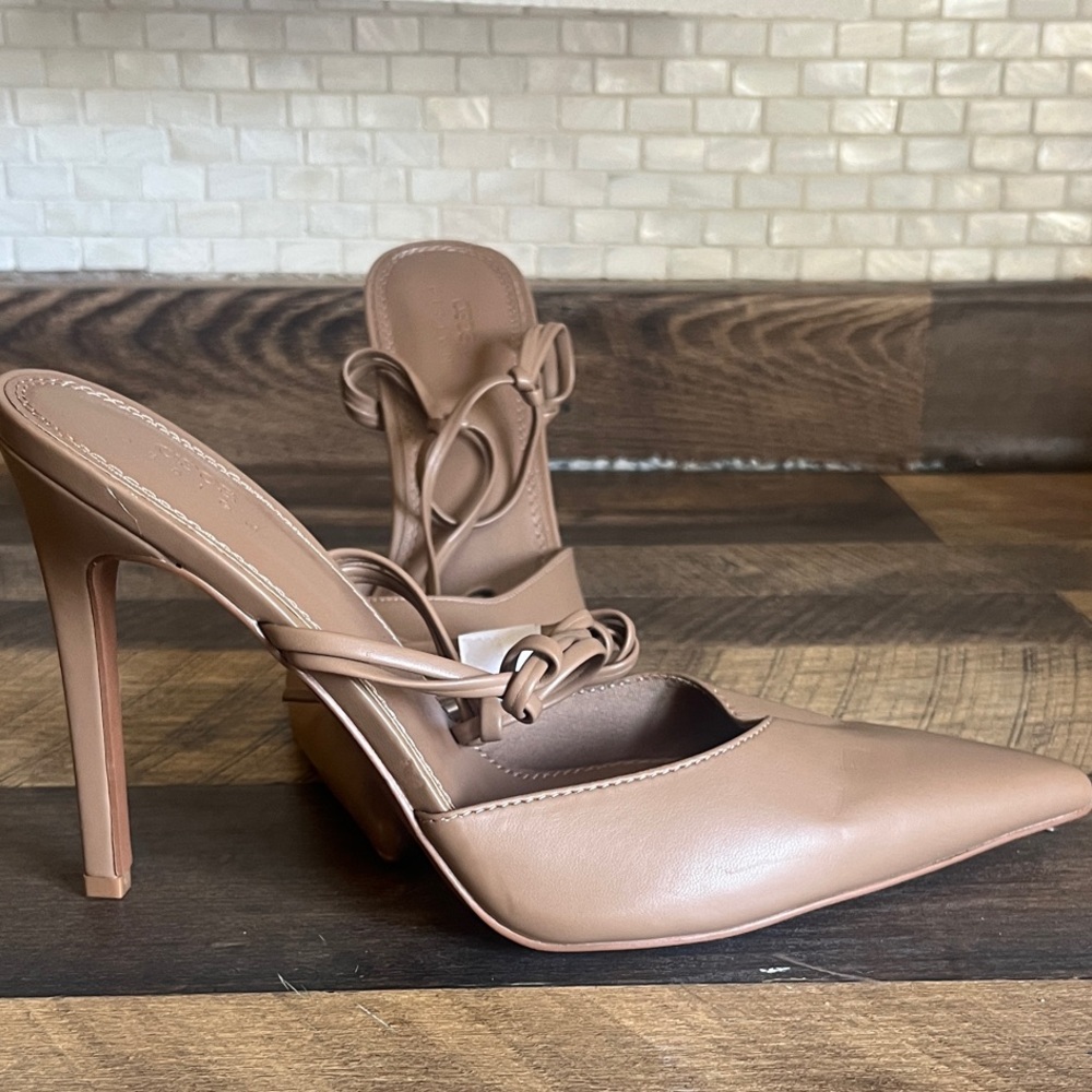 ASOS Tan Pointed-Toe Mules - Picture 3 of 5